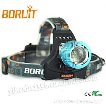 Newest Boruit Blue XRE White Light&Blue Light Zoom Hunting Headlamp Head Lamp